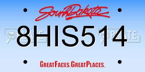 8HIS514 South Dakota License Plate