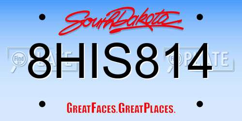 8HIS814 South Dakota License Plate
