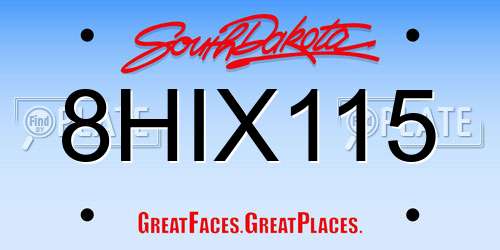 8HIX115 South Dakota License Plate