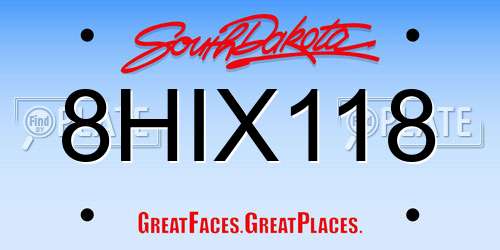 8HIX118 South Dakota License Plate