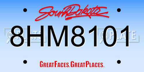 8HM8101 South Dakota License Plate