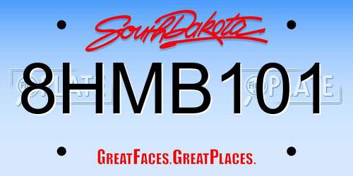 8HMB101 South Dakota License Plate