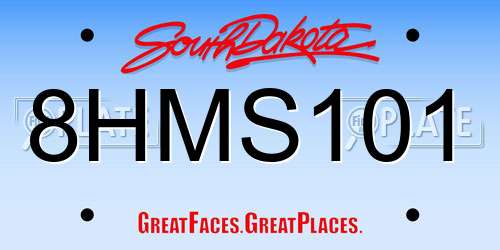 8HMS101 South Dakota License Plate