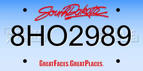 8HO2989 South Dakota License Plate
