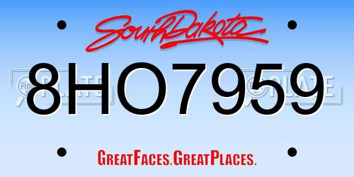 8HO7959 South Dakota License Plate