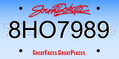 8HO7989 South Dakota License Plate