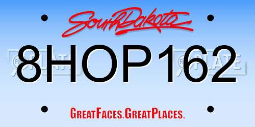 8HOP162 South Dakota License Plate