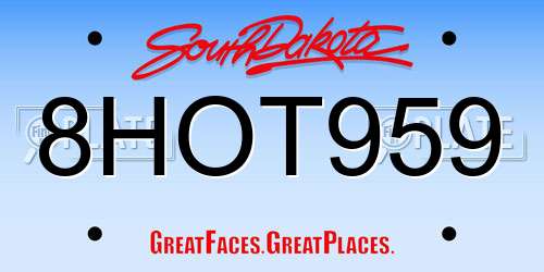 8HOT959 South Dakota License Plate