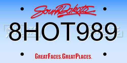 8HOT989 South Dakota License Plate