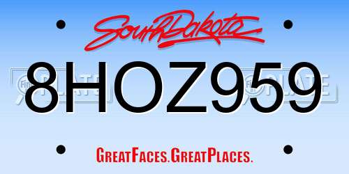 8HOZ959 South Dakota License Plate