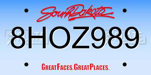 8HOZ989 South Dakota License Plate