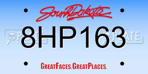 8HP163 South Dakota License Plate