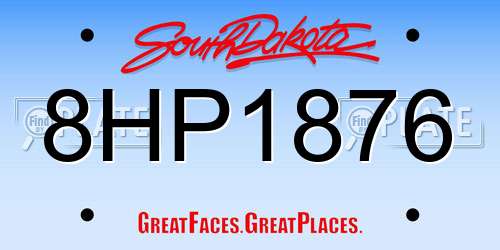 8HP1876 South Dakota License Plate