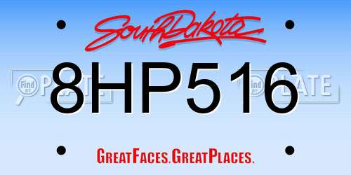 8HP516 South Dakota License Plate