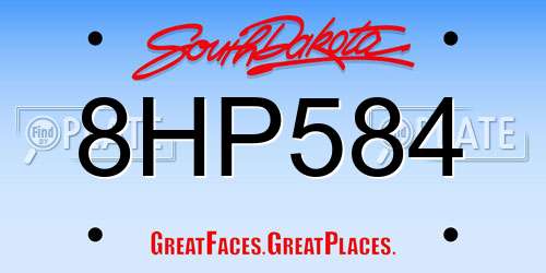 8HP584 South Dakota License Plate