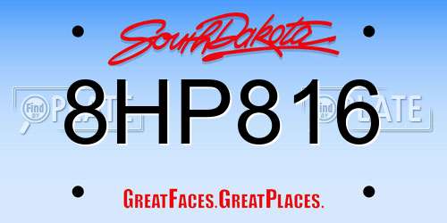 8HP816 South Dakota License Plate