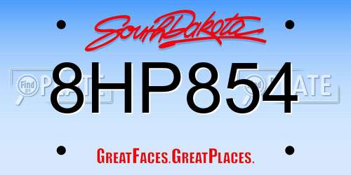 8HP854 South Dakota License Plate