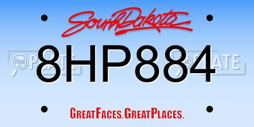8HP884 South Dakota License Plate
