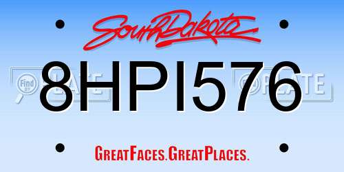 8HPI576 South Dakota License Plate