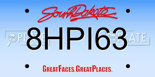 8HPI63 South Dakota License Plate