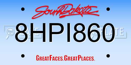 8HPI860 South Dakota License Plate