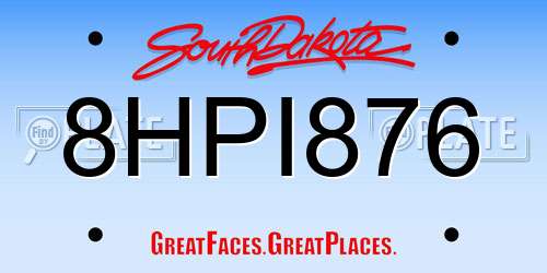8HPI876 South Dakota License Plate