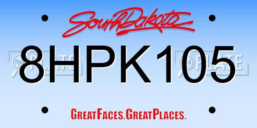 8HPK105 South Dakota License Plate
