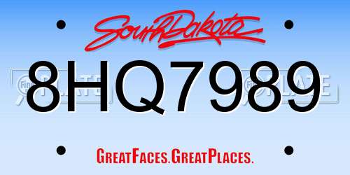 8HQ7989 South Dakota License Plate