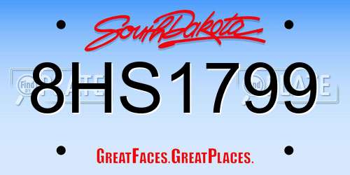 8HS1799 South Dakota License Plate