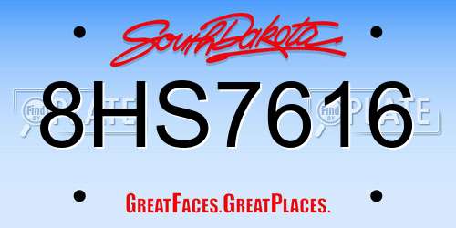 8HS7616 South Dakota License Plate