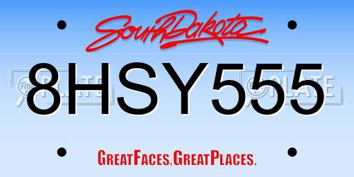 8HSY555 South Dakota License Plate