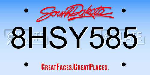 8HSY585 South Dakota License Plate
