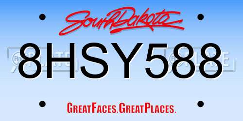 8HSY588 South Dakota License Plate