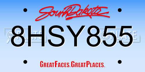8HSY855 South Dakota License Plate