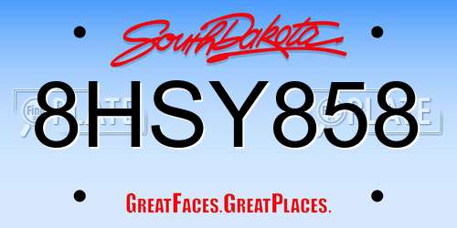 8HSY858 South Dakota License Plate