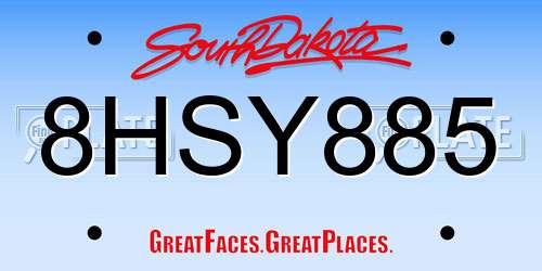 8HSY885 South Dakota License Plate
