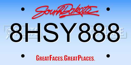 8HSY888 South Dakota License Plate