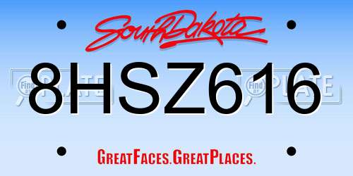 8HSZ616 South Dakota License Plate