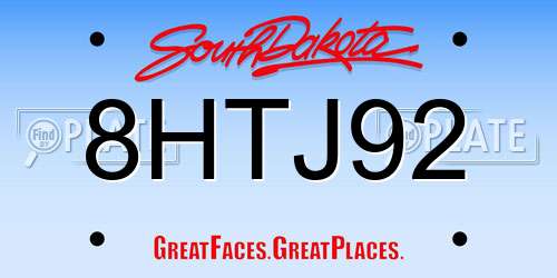 8HTJ92 South Dakota License Plate