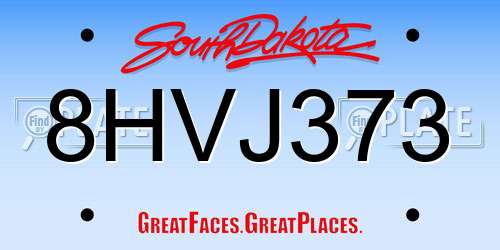 8HVJ373 South Dakota License Plate