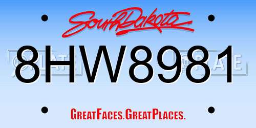 8HW8981 South Dakota License Plate