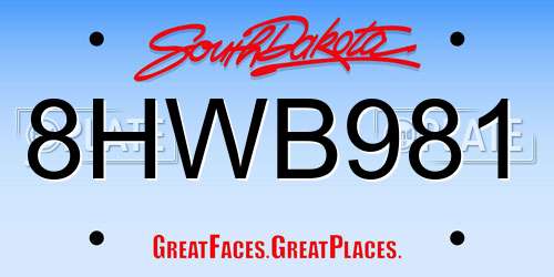 8HWB981 South Dakota License Plate