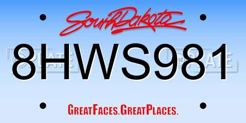 8HWS981 South Dakota License Plate