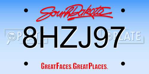 8HZJ97 South Dakota License Plate