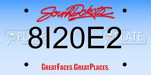 8I20E2 South Dakota License Plate