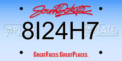 8I24H7 South Dakota License Plate