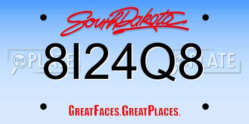 8I24Q8 South Dakota License Plate