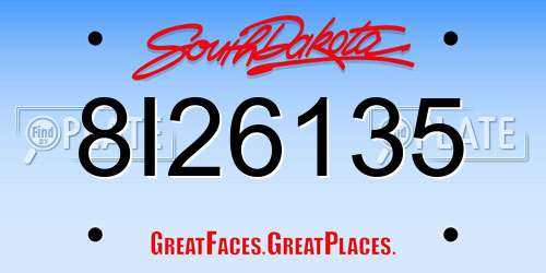 8I26135 South Dakota License Plate