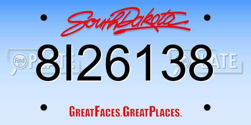 8I26138 South Dakota License Plate