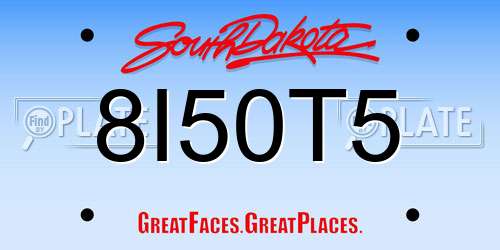 8I50T5 South Dakota License Plate